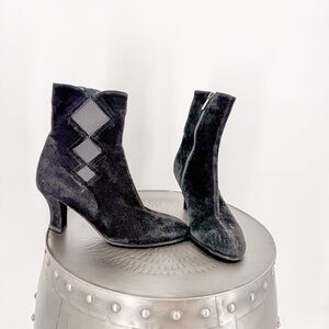 Thierry Rabotin Velvet Ankle Booties with Diamond Accent